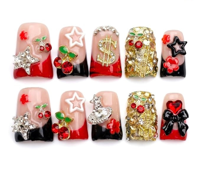 Cherry Dollars Press On Nails