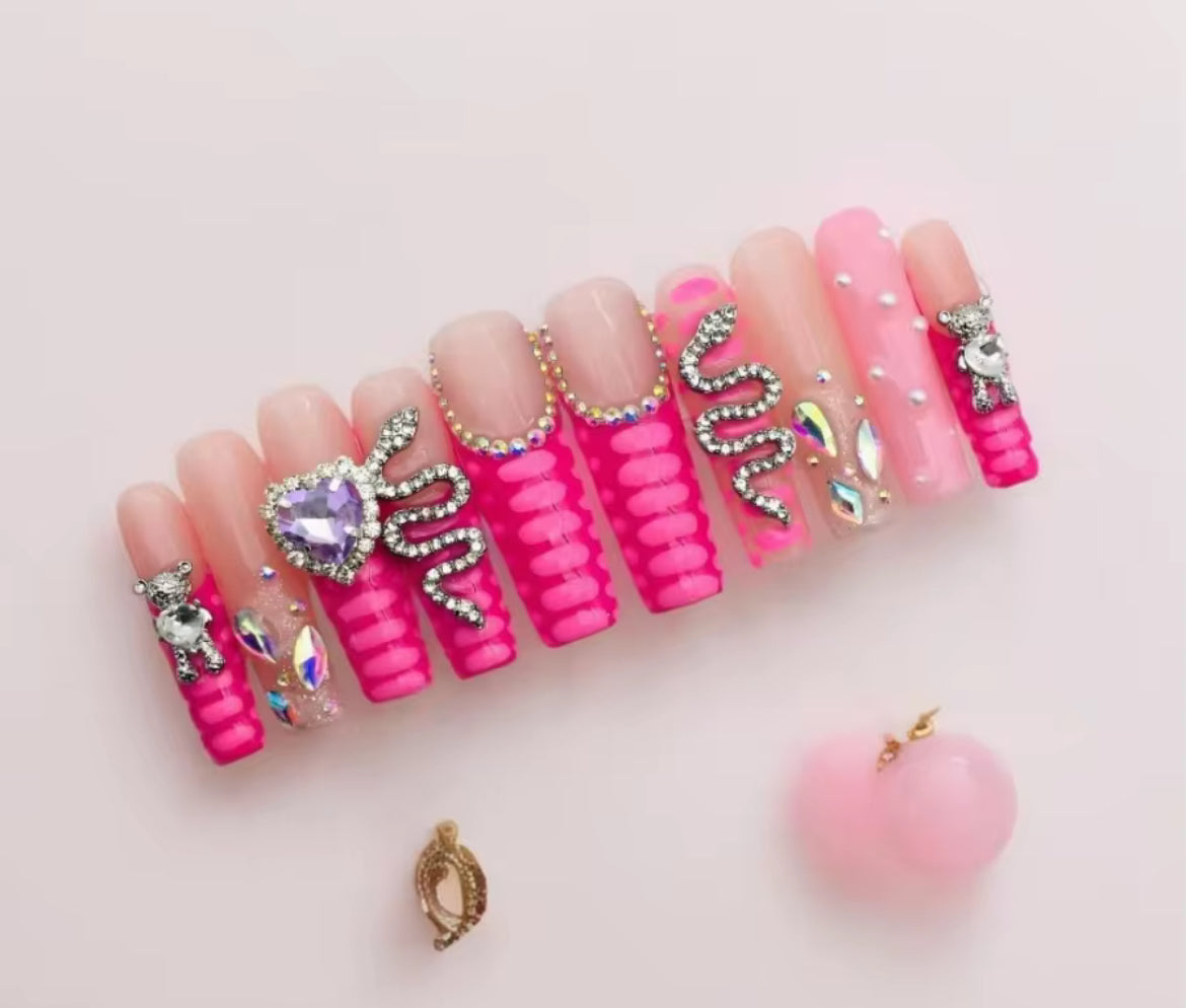 Hot Pink Press On Nails