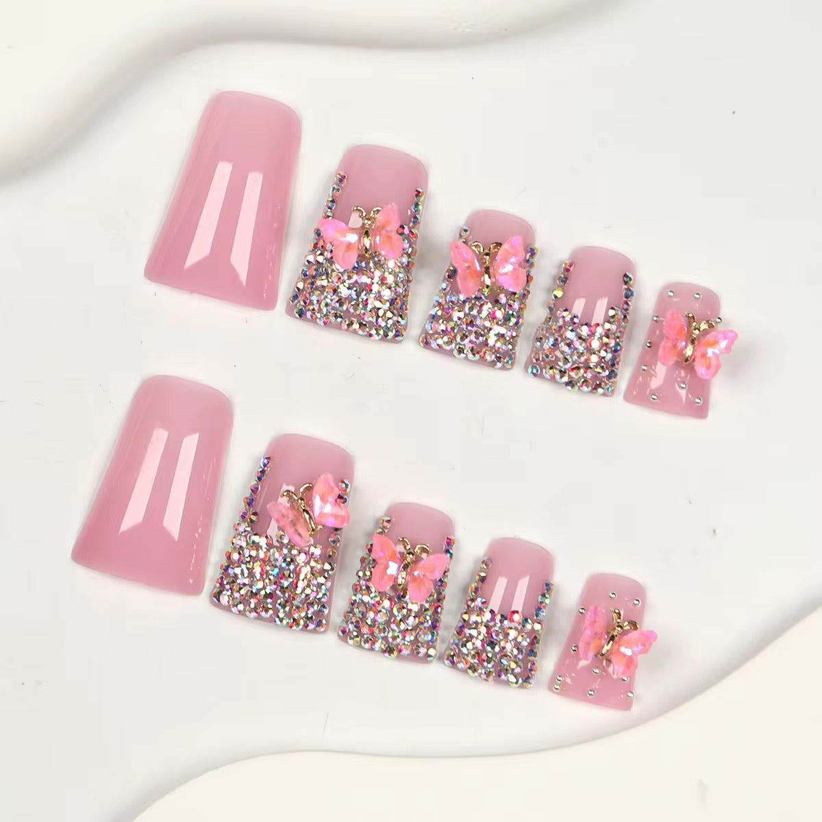 Pink Butterfly Press On Nails