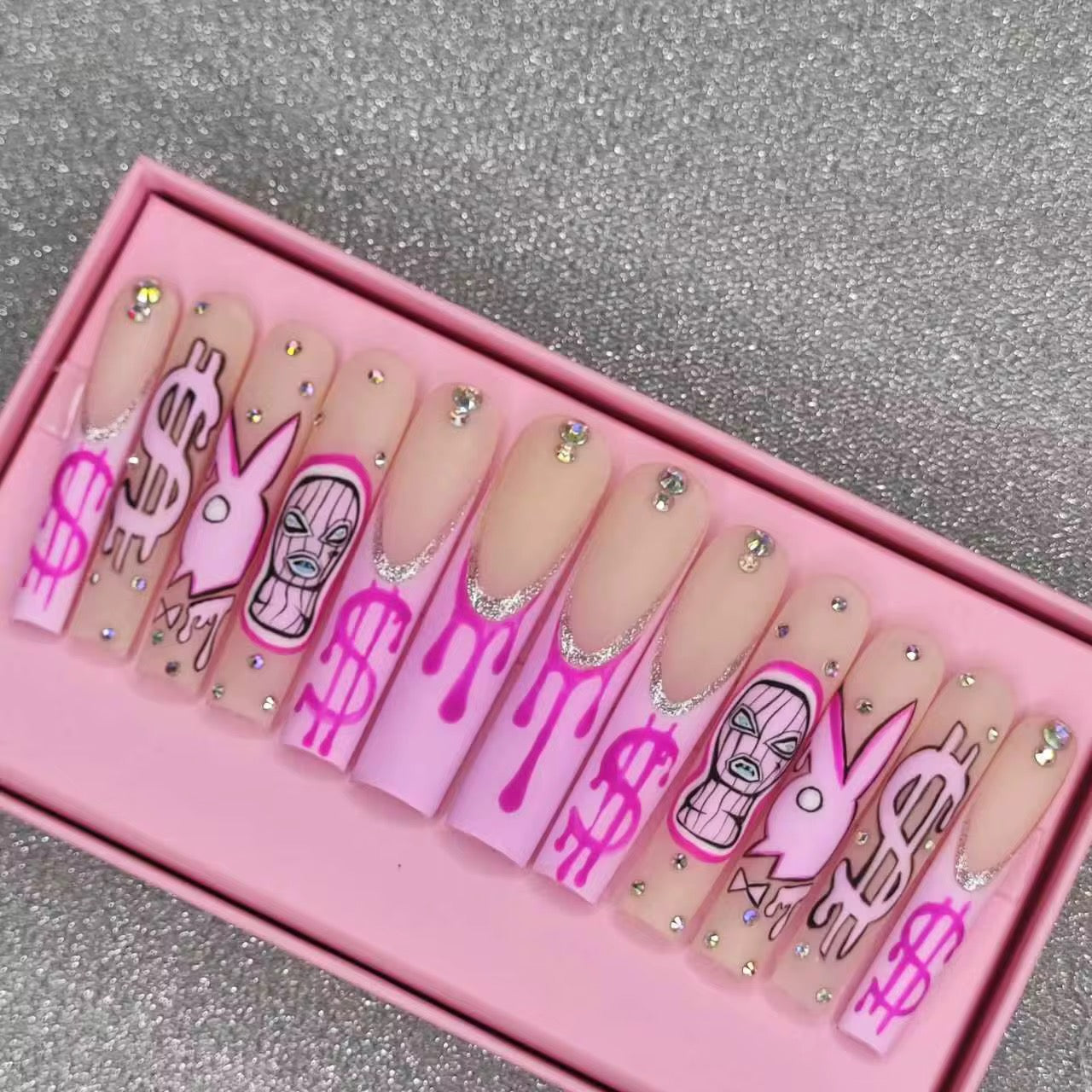 Pink Bandit Press On Nails