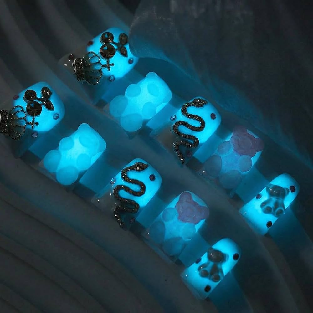 Glow Bear Press On Nails
