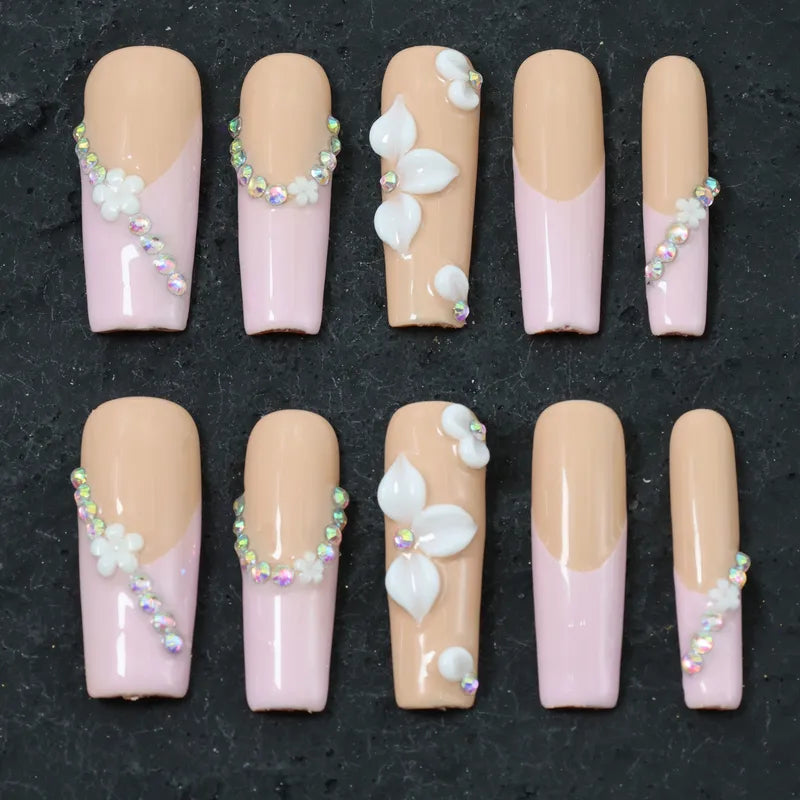 Pink Garden Press On Nails