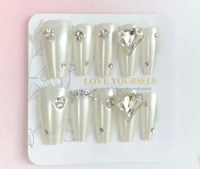 Crystal Heart Press On Nails