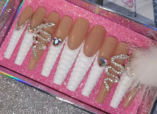 White Diamond Press On Nails