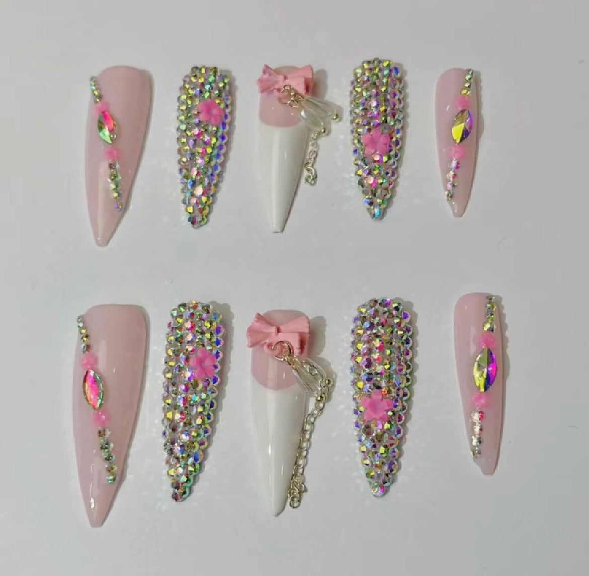 Crystal Pink Press On Nails