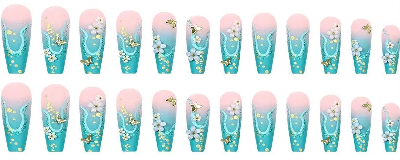 Aquamarine Press On Nails