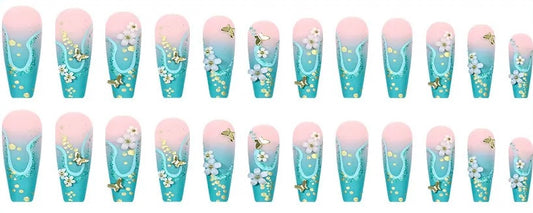 Aquamarine Press On Nails