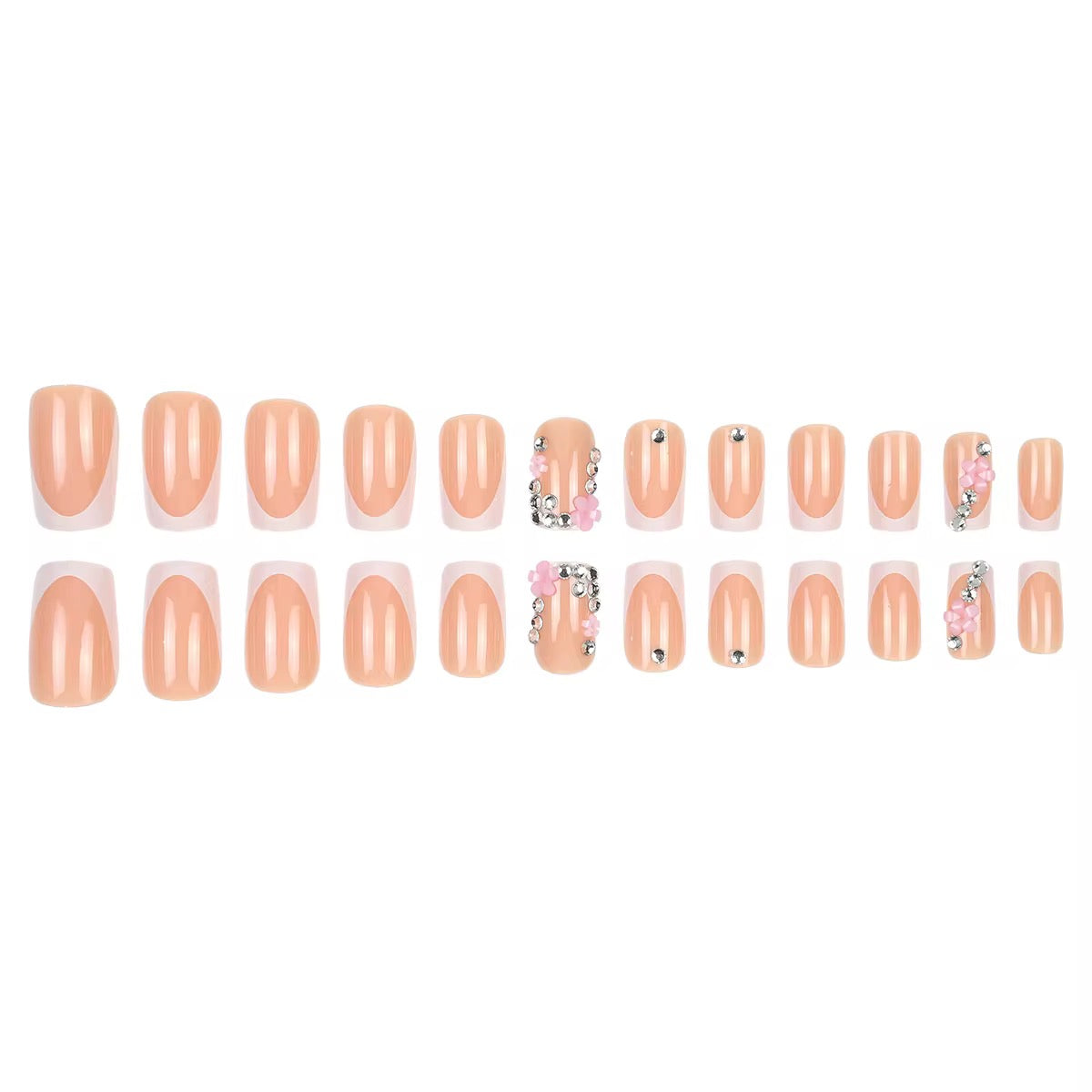 French Flower Press On Nails