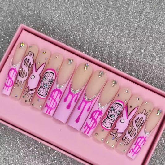 Pink Bandit Press On Nails
