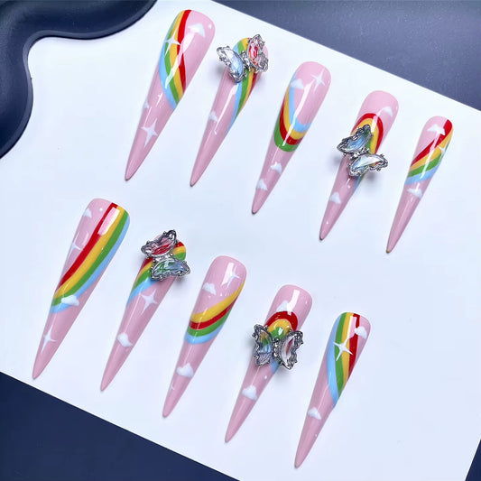 Rainbow World Press On Nails